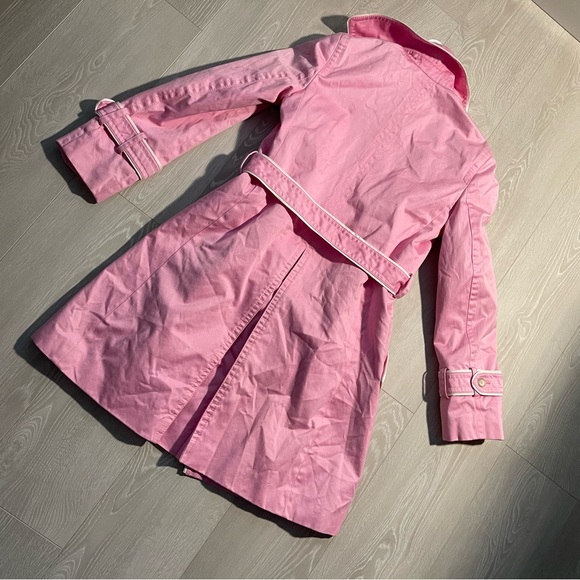 RARE Designer Vintage Coach Ladies Light Blush Pink Trench Coat size XS 4/6 fit - Picture 15 of 16